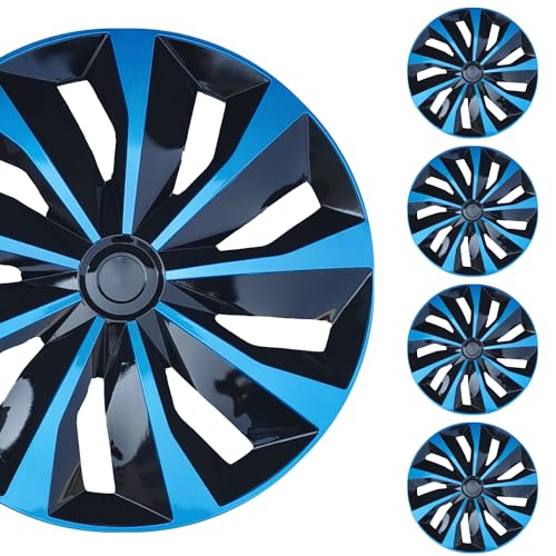 Image of Hubcap Wheel Cover Replacement R17 Hub Caps Universal-Fit Steel Wheel Rim Cover ABS Material Exterior Accessories for Car Truck SUV -Set of 4(17-inch,Blue-Black)