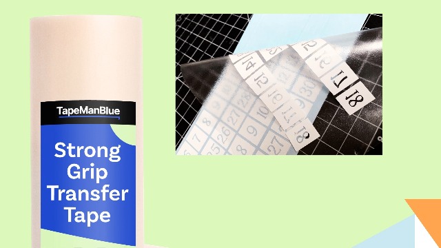 Image of TapeManBlue Strong Grip Transfer Tape - 12 inch x 50' Roll of Ultra High Tack Transfer Tape for Glitter Vinyl, Holographic Vinyl, and Textured Decals, Letters & Stickers, Made in USA