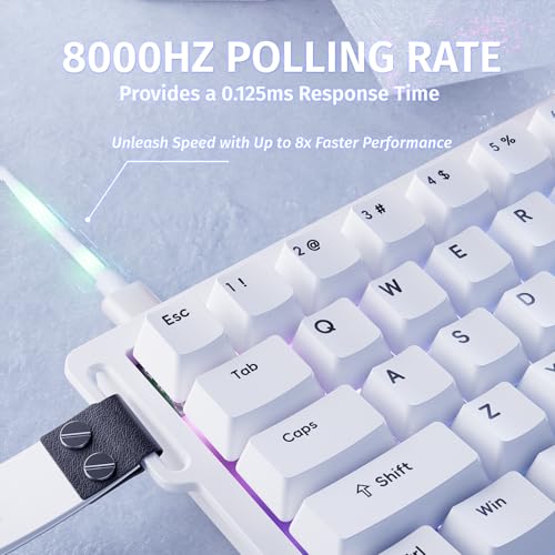 Image of ATTACK SHARK X68 HE RT Mechanical Gaming Keyboard 60% Wired TKL-White | Adjustable Actuation,Hall Effect Magnetic Switch,8KHz Polling Rate,RGB Backlit,Top Mount, Web Driver for PC Mac Esport Gamer