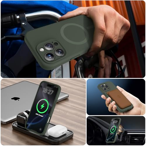 EXZLLEN Magnetic for iPhone 16 Pro Max Case, Compatible with MagSafe, Full Camera Protection, Military-Grade Protection 3.0mm Thicken Silicone Phone Cover for 16 ProMax 6.9", Dark Green by EXZLLEN - Used condition - Image 6