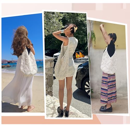 Image of Hand-woven Soft Large Straw Shoulder Bag Retro Boho Tote Bags Summer Beach Bag Rattan Handbag