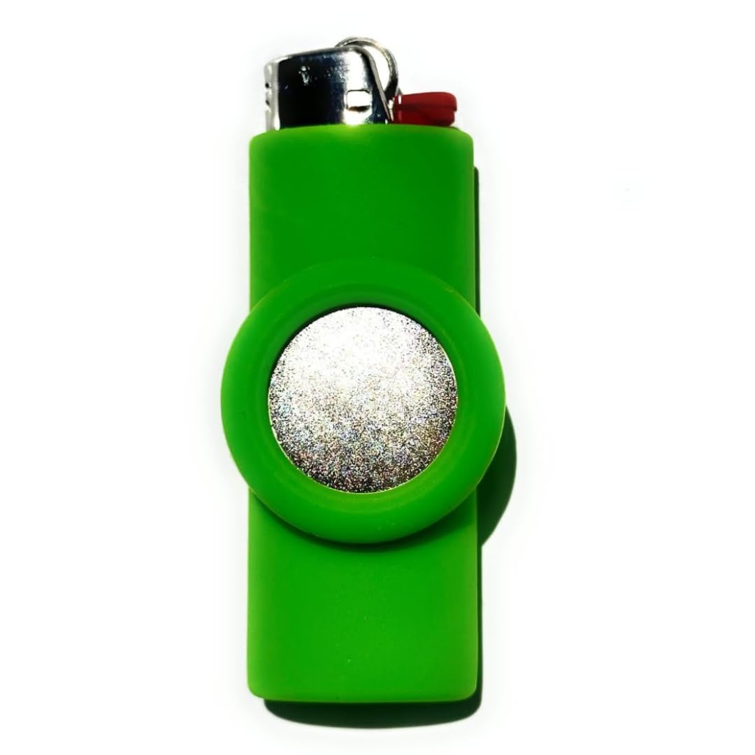 Magnetic Lighter Holder Case Sleeve for BIC Lighters | Strong Magnetic Attachment | Includes Silicone Holder with Magnet | Lighter Not Included (Green)