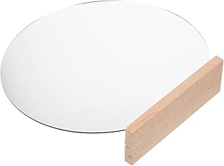 FOMIYES Mirror Table Desktop Makeup Mirror Cubicle Mirror Small Mirror for Desk Desktop Vanity Mirror Room Mirror Wood Decor Mirror with Base Rotating Mirror Single Sided Acrylic to Rotate