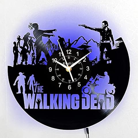The Walking Dead Vinyl Wall Clock ,Vintage Record Gifts for Fans, Zombie Retro Record Art Wall Decor for Bedroom, Living Room, Bar,Kitchen(LED) Cover
