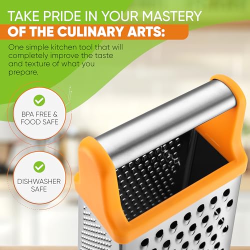 Image of Spring Chef Stainless Steel XL Cheese Grater for Kitchen, Mango
