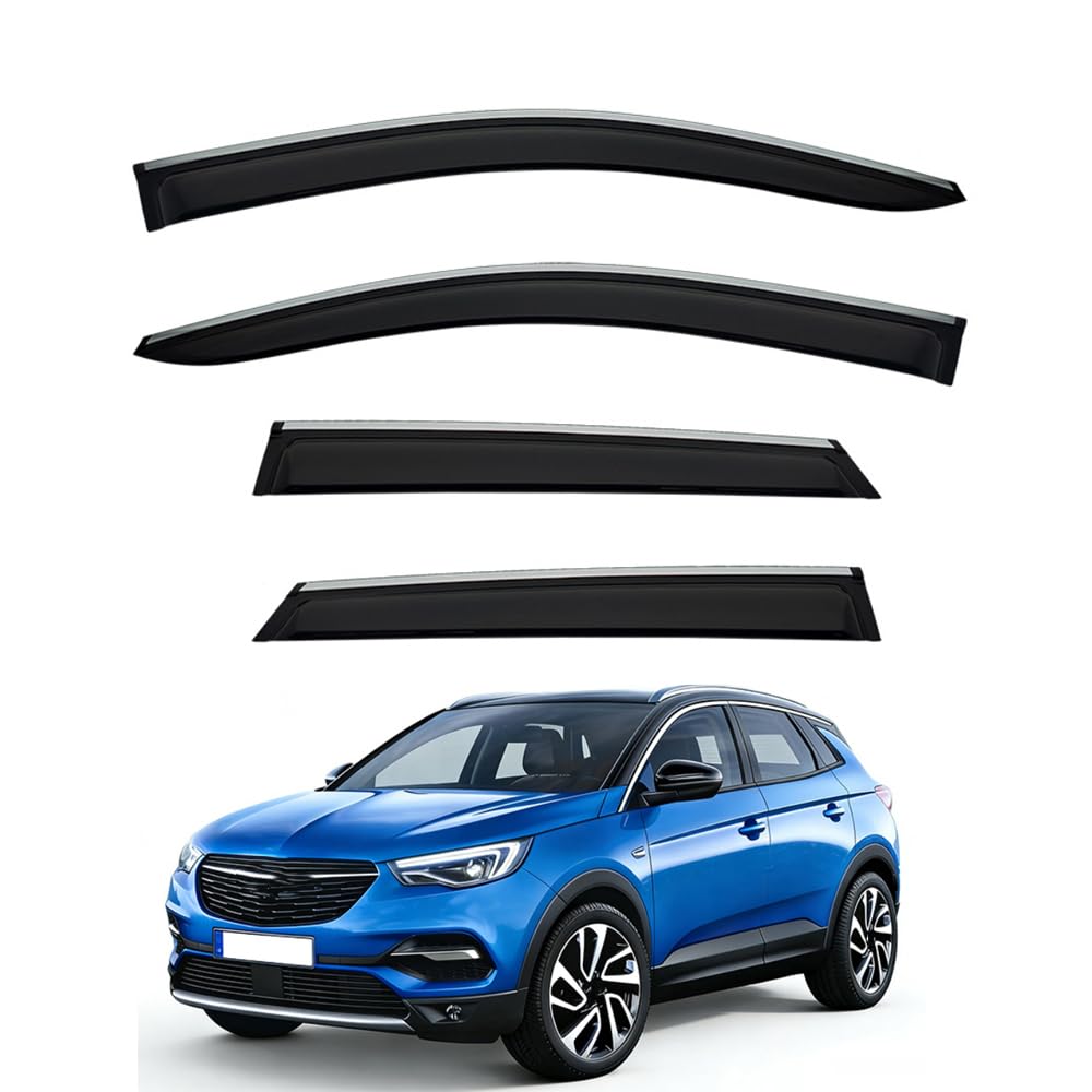 4 Pezzi Deflettori per finestrini Auto, per Opel Vauxhall Grandland X 2017-2023 Deflettore d'Aria Antipioggia Antiturbo Antivento Protezione Accessori