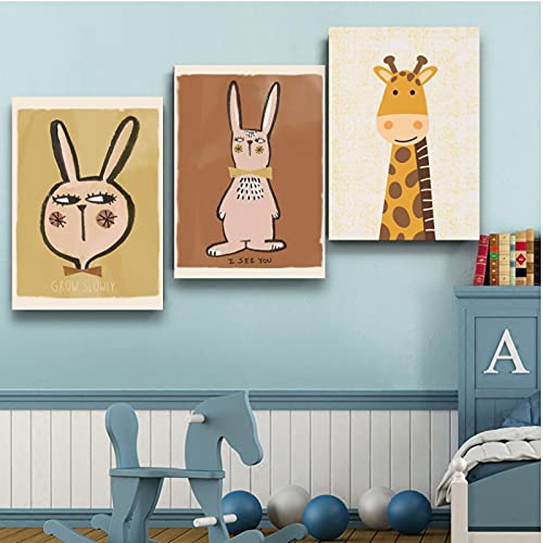 Leuke Baby Dier Foto's Prints voor Kwekerij Muur Decor Meisjes Slaapkamer Speelkamer Decoraties Cartoon Konijn Unframed - Afbeelding 4