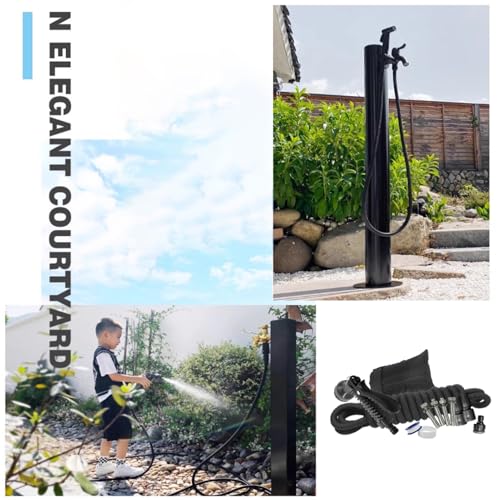 Columna de agua de jardín con pistola pulverizadora, dispensador vertical de acero inoxidable para riego y lavado