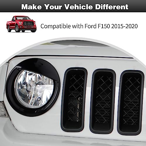 Image of CheroCar for Jeep Patriot Grille Grill Insert & Headlight Turn Light Cover Trim Exterior Accessories for Jeep Patriot 2011-2016,Black Without Mesh