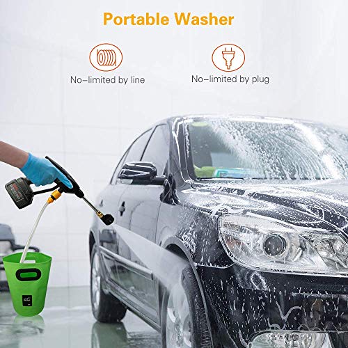 Pressure Washer,Electric Pressure Washer Gun,Portable Cordless High Power Cleaner with 6 in 1 Adjustable Nozzle,21V 450PSI Suitable for Washing Cars,Fences,Pool Siding,Patio Floors