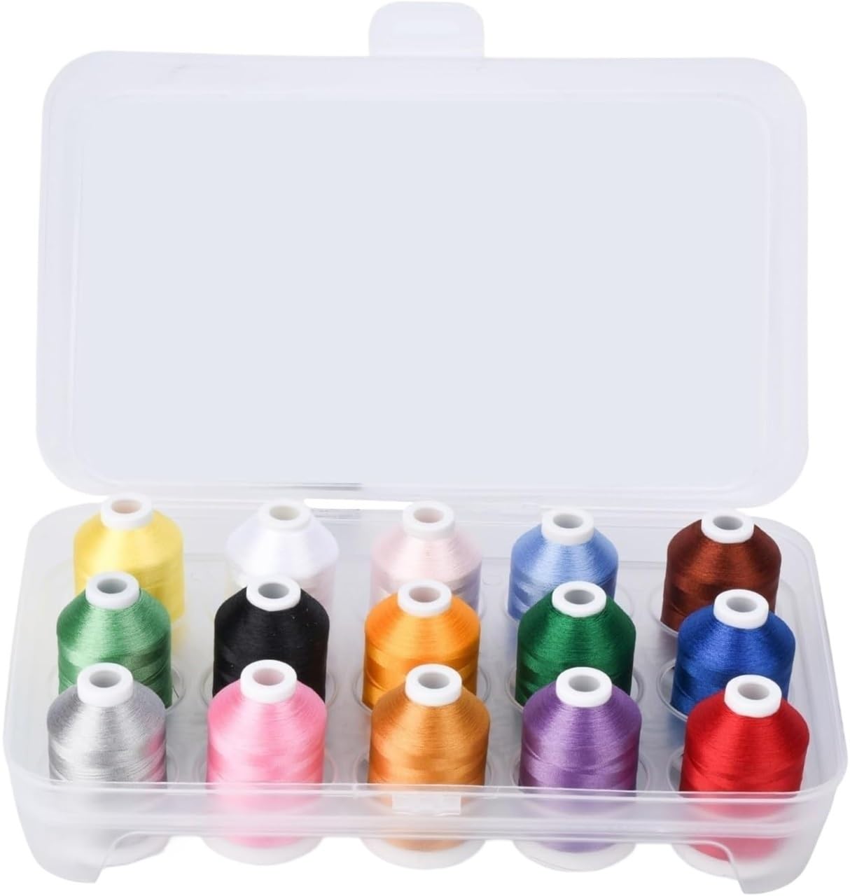 hilo de bordado, Hilo de bordar a máquina poliéster, 6 opciones color, 15 carretes con caja plástico(15 popular colors)
