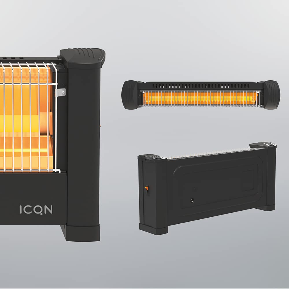 ICQN Estufa de pie por Infrarrojos | para Habitaciones de hasta 9 m² | 900 W | IP20 | calefacción eléctrica | Cable de 1,35 Metros | Calefactor para Oficina o casa | calefacción por Infrarrojos