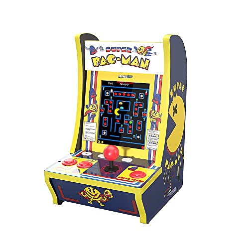 Arcade1Up 4-Game Micro Player Mini Arcade Machine: Super Pac-Man Video Game â€“ Fully Playable Electronic Games - Color Display â€“ Speaker â€“ Volume Button