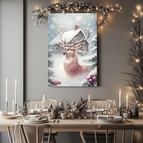 GSPQAZ-Winter-Reindeer-Christmas-Wall-Art-Rustic-Holiday-Canvas-Print-for-Cozy-Vintage-Decor-12x18inch-Unframed GSPQAZ Winter Reindeer Christmas Wall Art Rustic Holiday Canvas Print for Cozy Vintage Decor 12x18inch Unframed