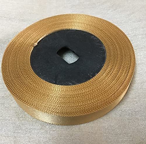 Bright Home Decor™ Multi-Purpose Double Side Satin Ribbon Roll of 18 Meters for Parties Decorations, Invitation Card, Gift Wrapping, and Craft, Project Work (0.5 inch) (Golden)