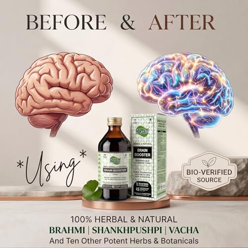 Image of Brain Booster Tonic for Brain & Memory Wellness with Brahmi, Shankhpushpi, Vacha and 10 Other Herbs & Botanicals, 225ml, for Adults & Kids