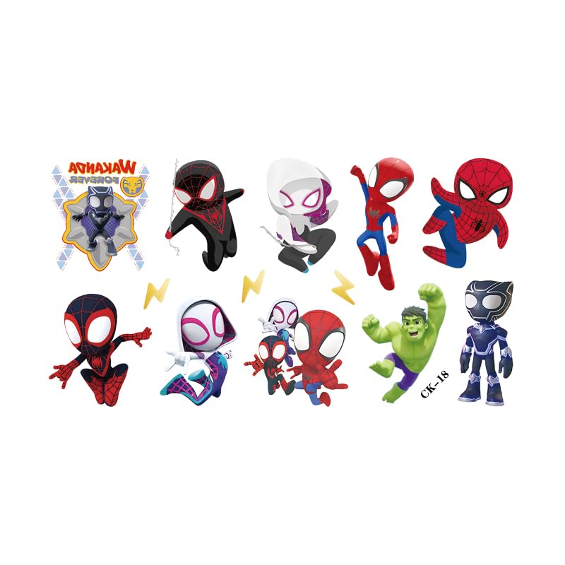 Amazing Friends - 100 tatuaggi temporanei per bambini, motivo: Spidey e i suoi super amici, 6 fogli