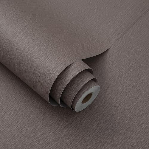 LVSHI 24"x393" Brown Grasscloth Peel and Stick Fabric Textured Contact