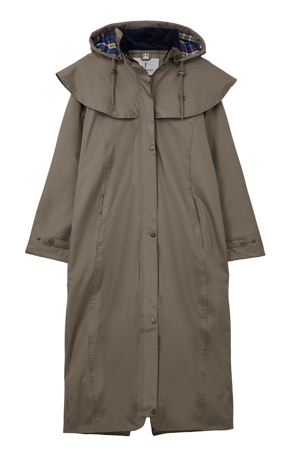 LightHouse Womens Outback Warm Waterproof Raincoat - Ladies Full Length Lined Windproof Outdoor Coat with Removable Hood - Fawn - 12