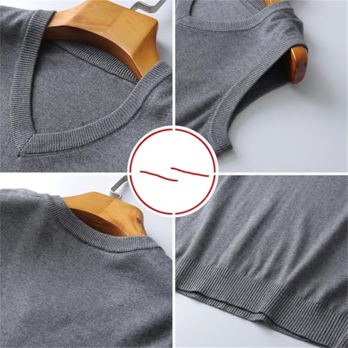 Men's Sleeveless Knitted Sweater Vest Pullover Business Solid Color V-Neck Outwear Tops4