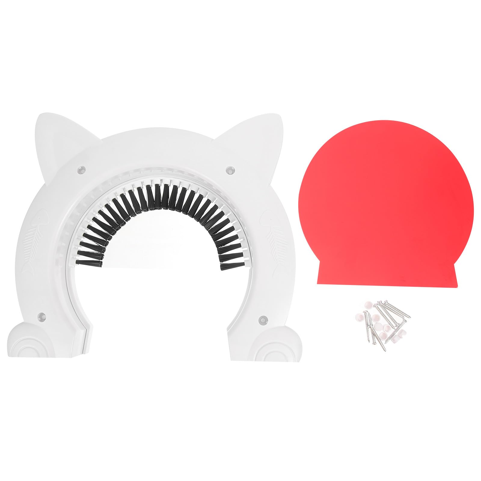 Artibetter Chatière pour Chat Intérieure en Abs avec Brosse Intégrée, Cadre Pratique Blanc pour Accès Intérieur et Extérieur, Porte pour Animaux de Compagnie