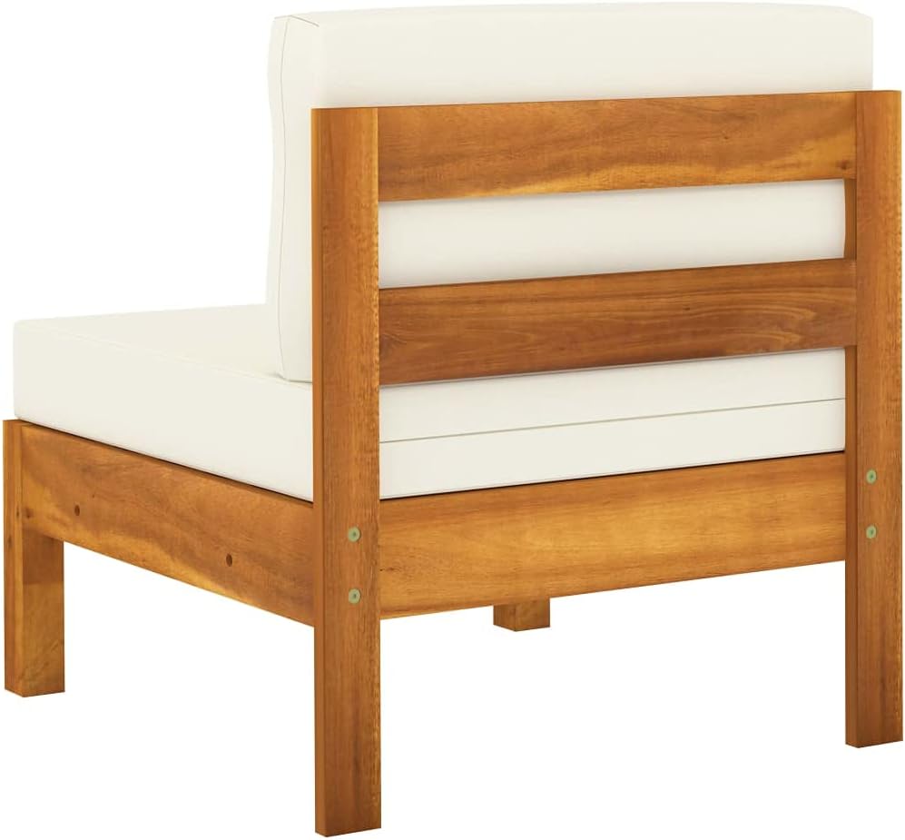 vidaXL Outdoor Lounge Set, 8-Piece with Cream White Cushions, Solid Acacia Wood Construction, Ideal for Garden, Patio, Balcony Seating