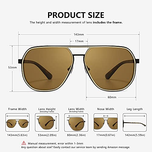 Image of SUNGAIT Aviator Sunglasses for Men and Women, Polarized Trendy Square Sun Glasses Retro Pilot Shades UV Protection