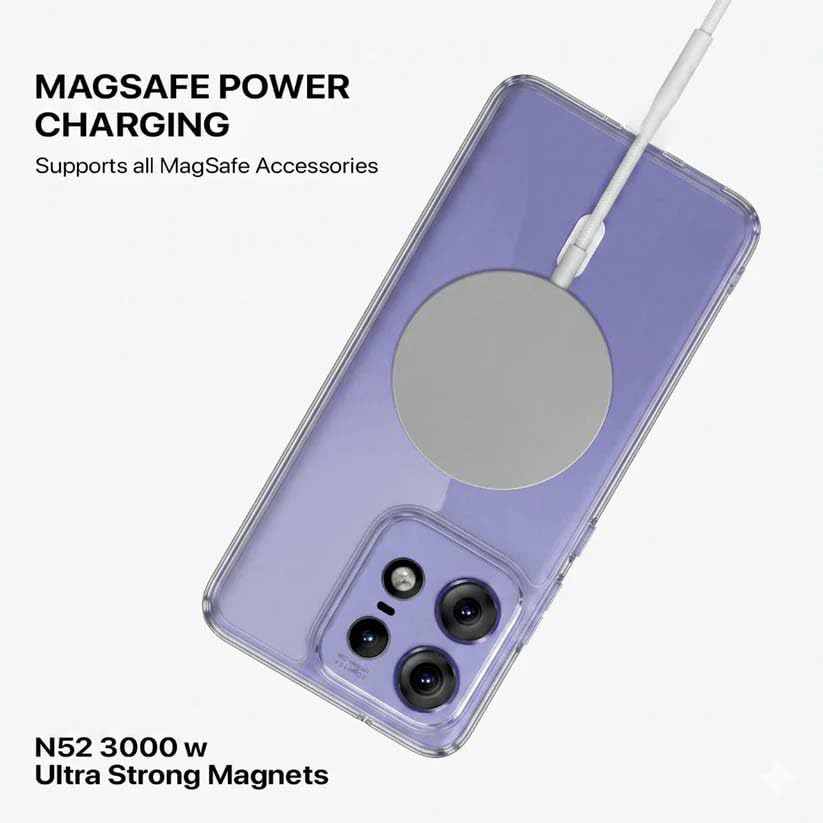 Image of DIZORO Crystal Clear Magnetic Compatible with Motorola Moto Edge 50 pro Back Cover case with Anti-Yellow (Compatible with Magsafe) Anti-Scratch | Shockproof Transparent Cover