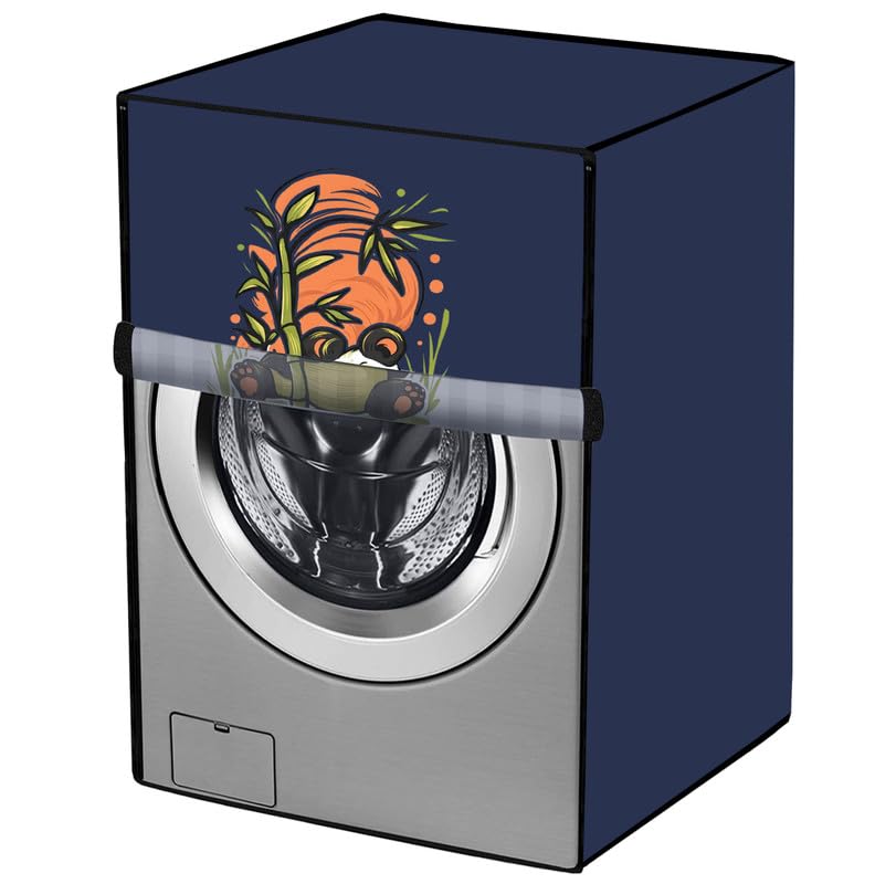Amodori Front Load Washing Machine Cover Compatible for Samsung 9 Kg (WW90T4040CX1TL) | Waterproof | Blue Panda Bamboo Print