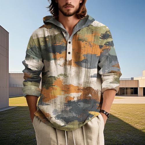 ZOCANIA Mens Hoodies Sweatshirts Camo Pattern Military Tactical Hoodies Long Sleeve Button Collar Baggy Pullover Shirts3