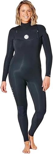 Rip Curl Dawn Patrol - Traje de neopreno con cremallera en el pecho para mujer, color negro, forro de flash fácil de estirar