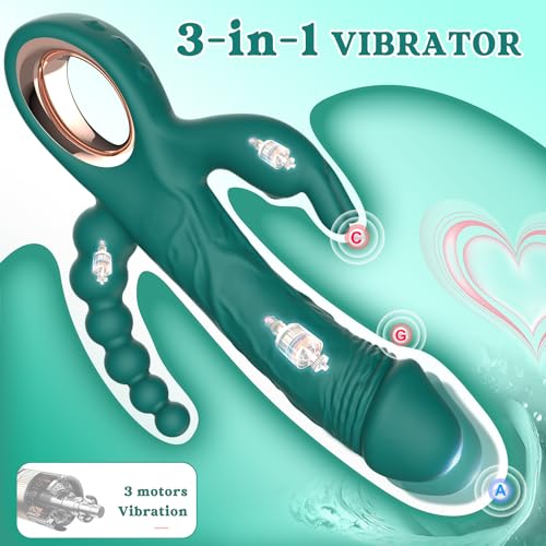 Image of Thrusting Rabbit Vibrator for Women - Multi-Motor G Spot & Clitoral Stimulator, Ergonomic Circle Handle Design, Waterproof Rechargeable Adult Toy for Couples
