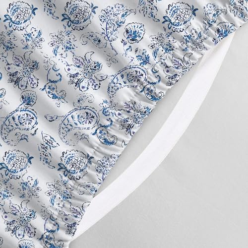 Elegant Comfort Luxury Soft Bed Sheets Paisley Pattern - 1500 Premium Hotel Quality Microfiber Softness Wrinkle and Fade Resistant (6-Piece) Bedding Set, Full, Paisley Indigo