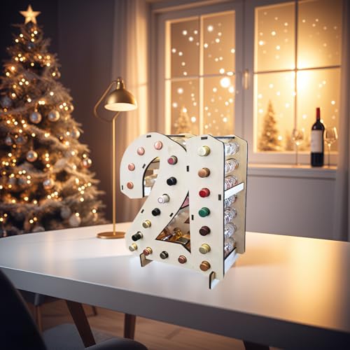 Soporte para botellas de vino con diseño número 21 de madera miniatura 2