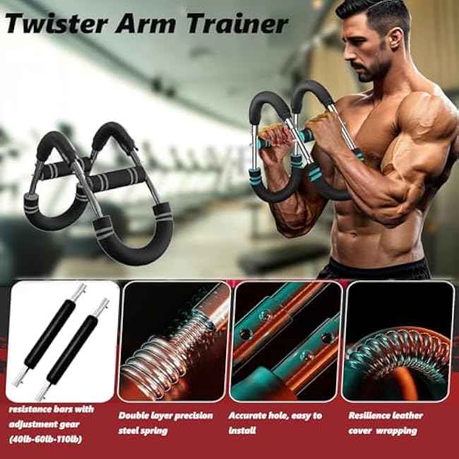 NOAOVO Twister Arm Trainer, Adjustable Resistance Twister Arm Exerciser Chest Exerciser for Men, Portable Chest Workout Equipment Arm Trainer for Men
