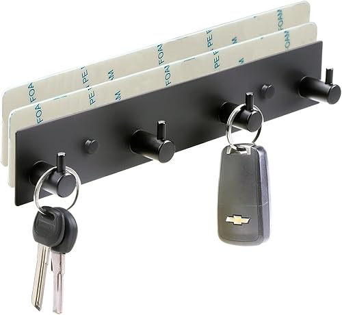 Ganchos para llaves de pared, soporte autoadhesivo para llaves de pared con 2 cintas autoadhesivas, soporte para llaves sin daños para pared con 4