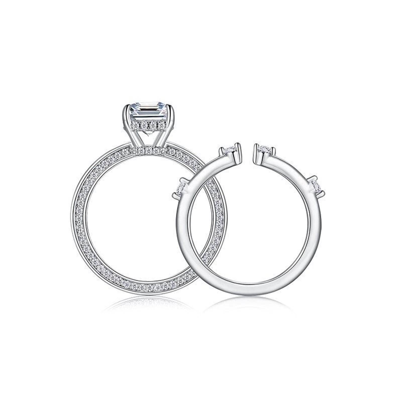 KnSam Platino PT950 - Bandas de boda clásicas auténticas con moissanita, anillos de boda de corte rectangular, platino, talla 62 (19,7)