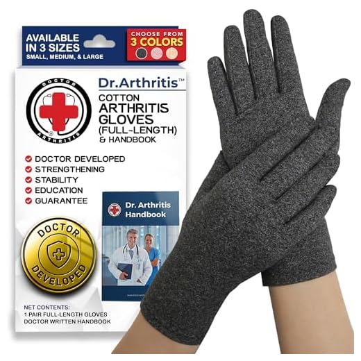 Guantes Artritis Desarrollados por Médicos - Guantes Compresión para Aliviar Síntomas Artritis, Enfermedad de Raynaud y Túnel Carpiano - Incluye Manual Escrito por Médico [Color Gris, Talla S]