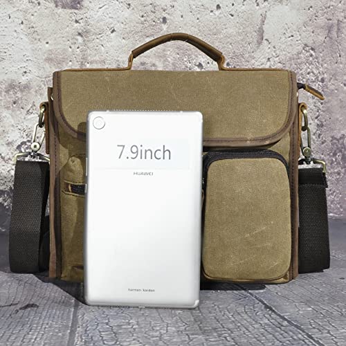 Water Resistant Canvas + Genuine Leather Travel Tote Messenger Cross-body One Shoulder Bag For Men FB2023