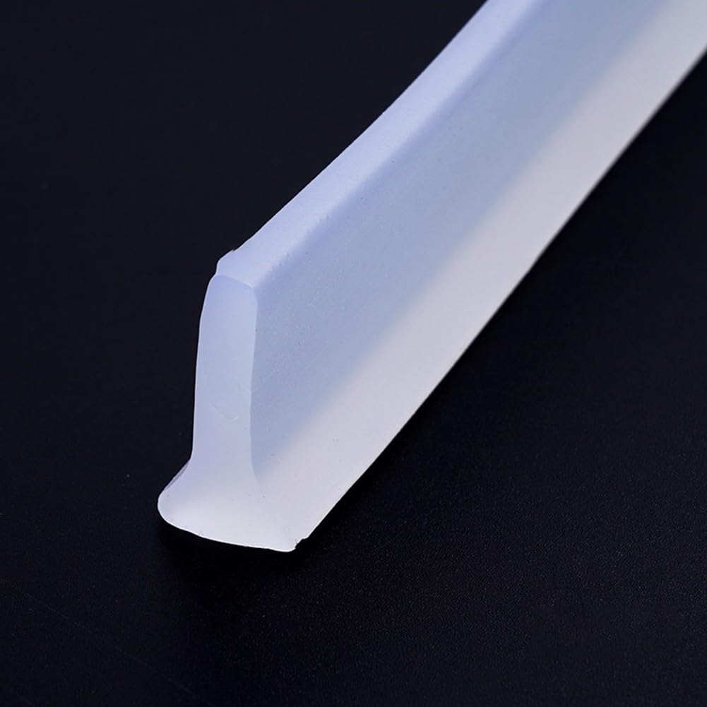 Nassraum-Bodenbarriere, Wetterstreifen, 500 Cm, Gummi-Silikon-Duschbarriere, Badezimmer, Wasserdichter Streifenrand, Wasserstopper Für Waschbecken, Badewanne, Arbeitsplatte/-/Transparent