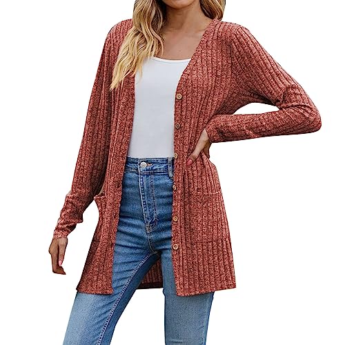 Cárdigan largo para mujer, de longitud media, chaqueta de punto de otoño, cálido, manga larga, abrigo de punto abierto, elegante, elástico, largo, chaqueta informal, Rosa caliente., M Cárdigan largo para mujer, de longitud media, chaqueta de punto de otoño, cálido, manga larga, abrigo de punto abierto, elegante, elástico, largo, chaqueta informal, Rosa caliente., M
