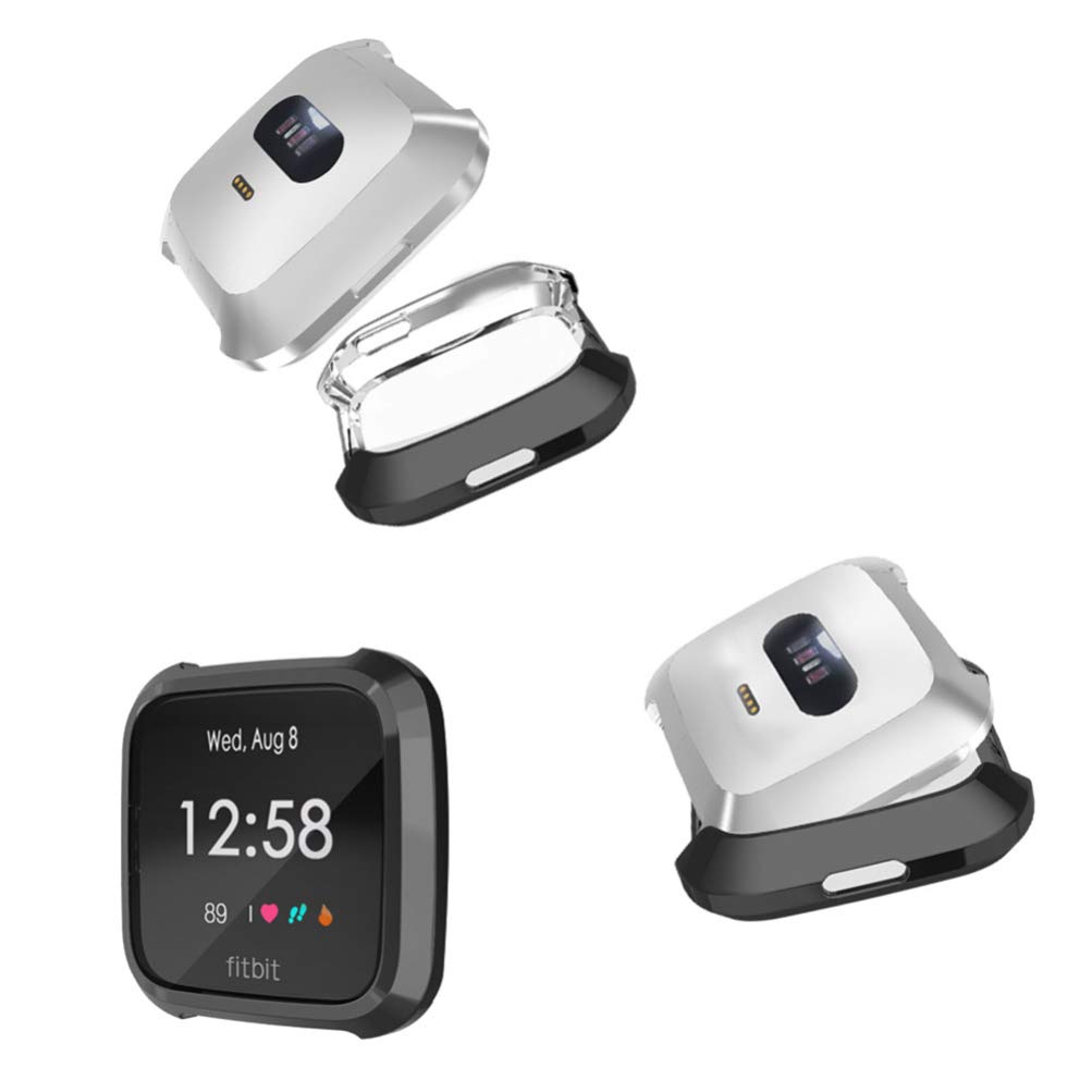 Hemobllo Professional Watch Protective Case for FitbitVersaLite - Durable Anti-Drop Cover with Delicate Plating, Full Protection, Black - Image 4