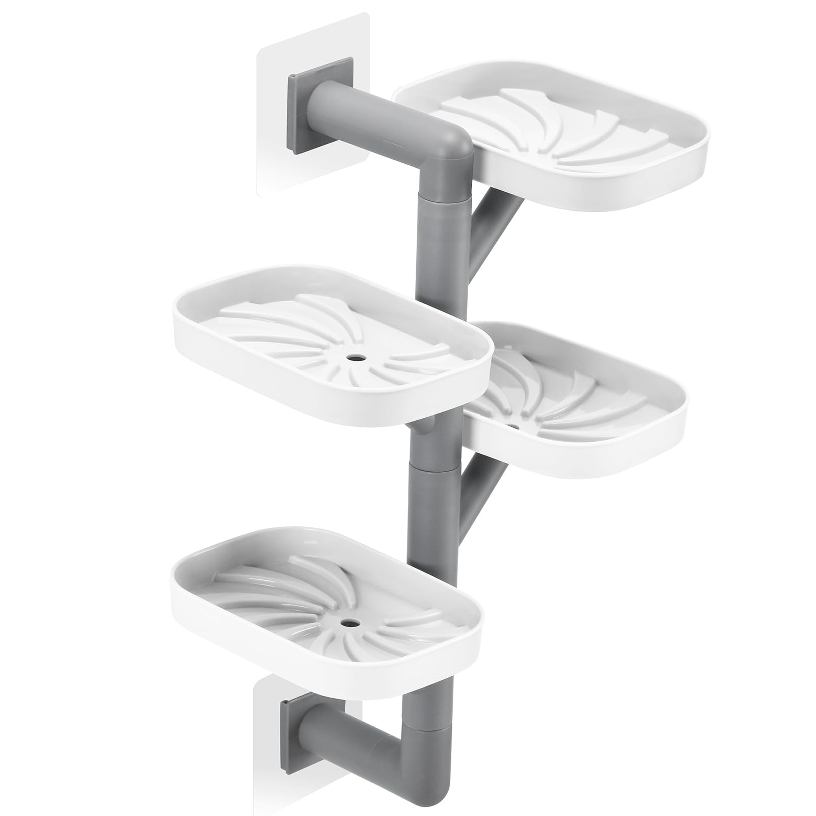 Soap Holder Four Layer Wall Mounted NO-Drilling Rotatable Self-draining Removable Soap Dish for Shower Bathroom Tray Self Draining