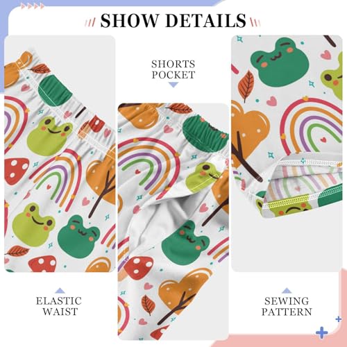 Frog Rainbow Boys Long Pants Soft Trousers Elastic Waist Kids Lounge Bottoms with Pockets S-XL4