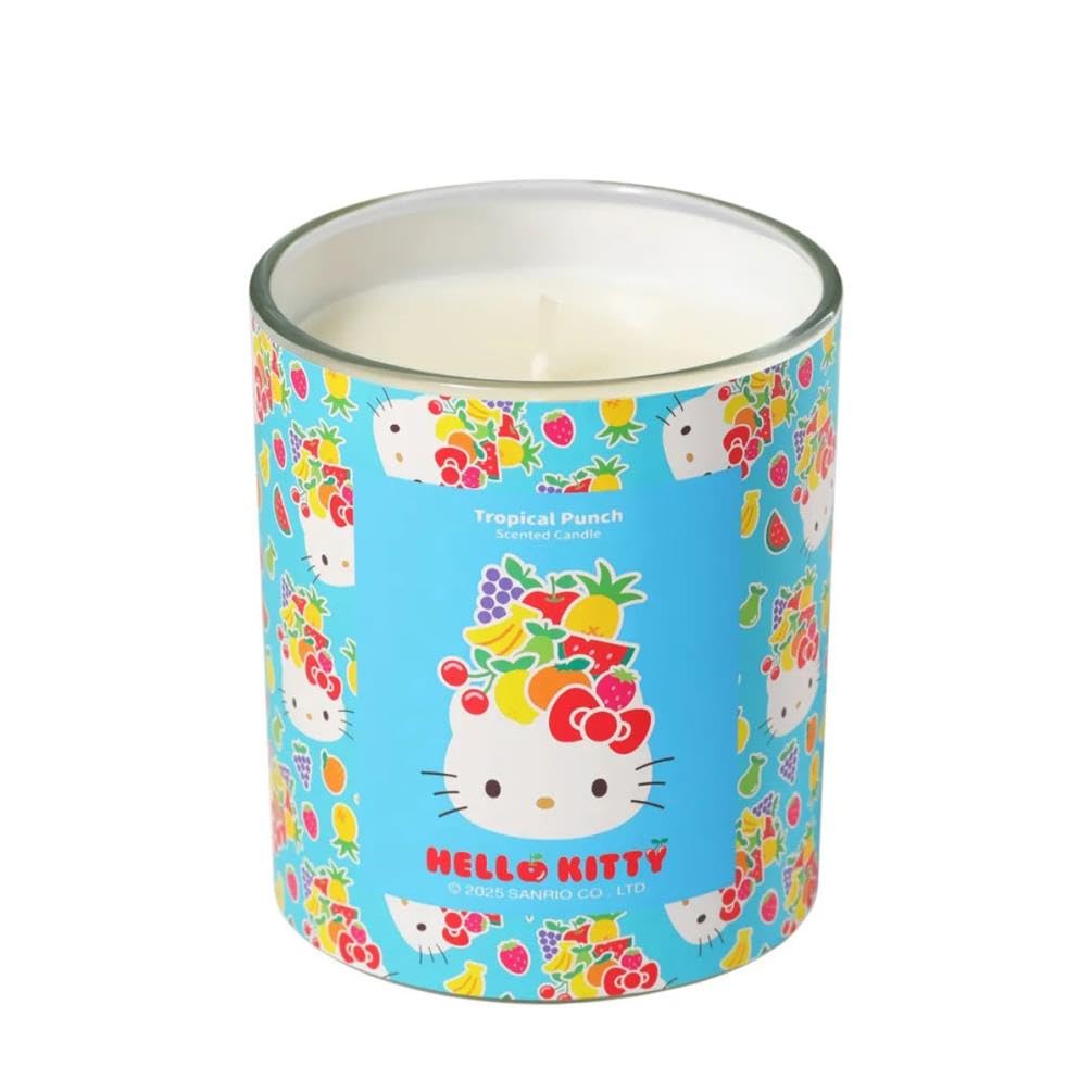 Hello Kitty Scented Candle – 213g 1-Wick Decorative Candle – Fruity, Floral & Bakery-Inspired Scents –35 Hours Long Burning Time - Candles Gifts for Women (Tropical Punch)