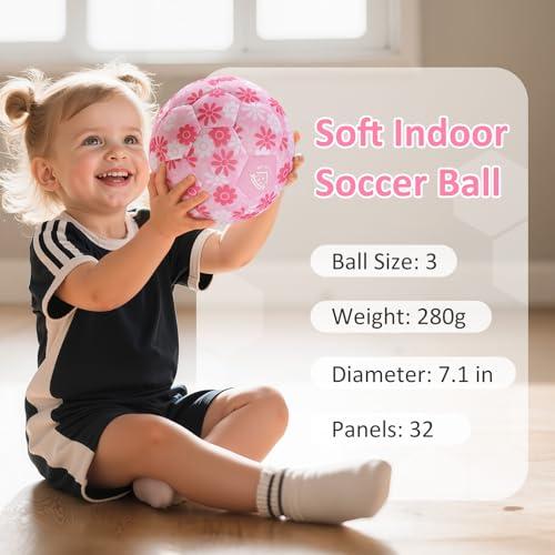 Image of Indoor Soccer Ball Size 3 Silent Soccer Balls Gifts for Beginners, Soft Foam House Training Balls, Lightweight Soccerball with Pump for Home Practice