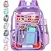 Clear Backpack, Transparent Bookbag Heavy Duty - Purple