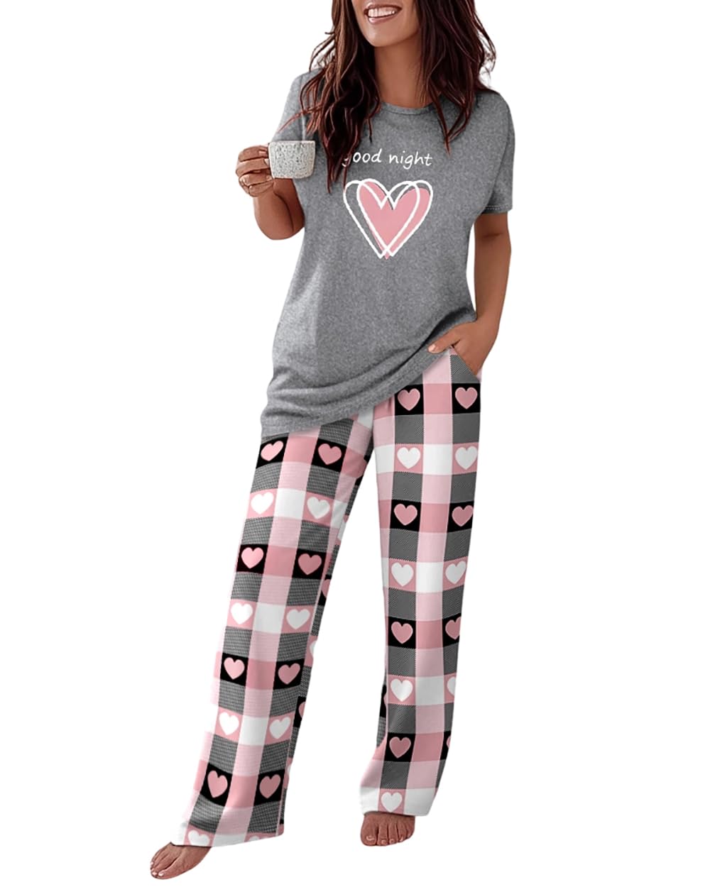 CHICME Pajama Sets for Women 2 Piece Short Sleeve Lounge Pj Sets OEKO-TEX STANDARD 100
