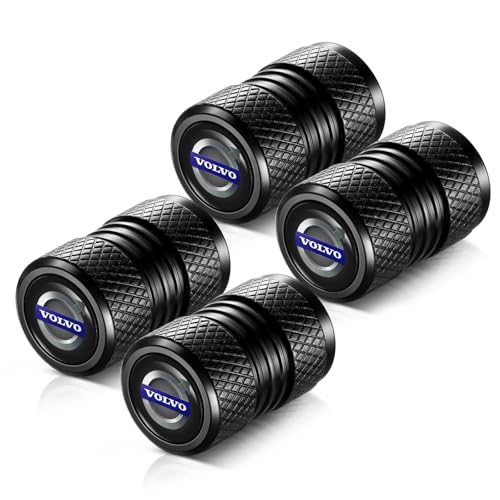 Image of Tire Valve Stem Caps, Compatible with Volvo Series Stem Cap Universal Car Air Cover Car Accessories for Cars, SUV, Truck, Motorcycles 4pcs (Black)