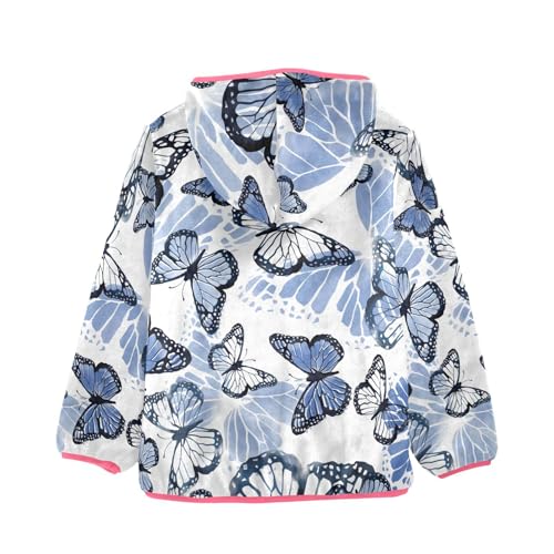 OTVEE Tropical Flying Blue Butterflies Kids Hoodie Jacket Fall Spring Full Zip Warm Outwear Coat2